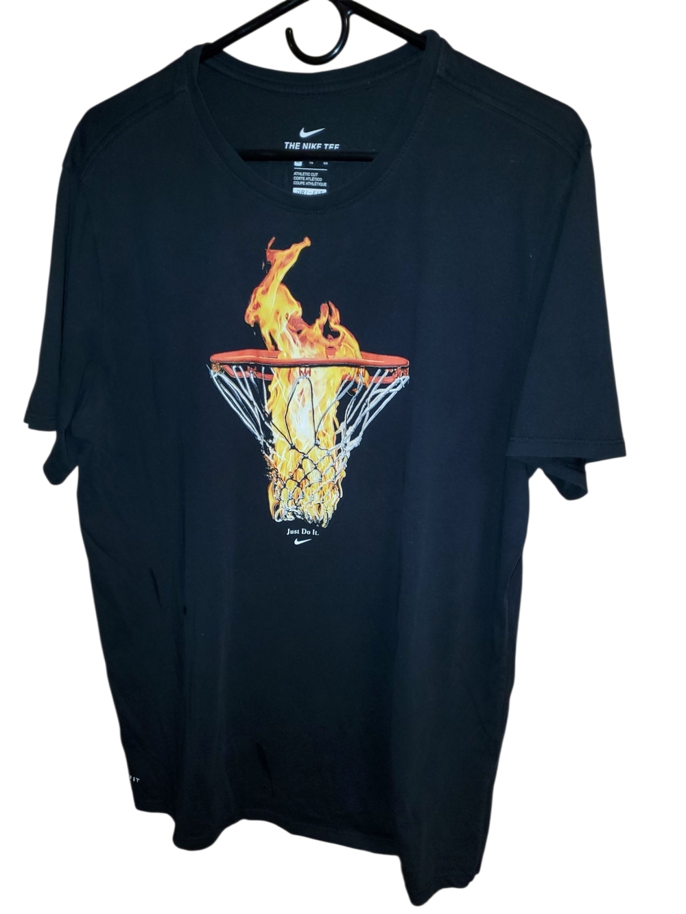 Mens Nike Black Dri-FIT Athletic Tee with White Logo Size XL